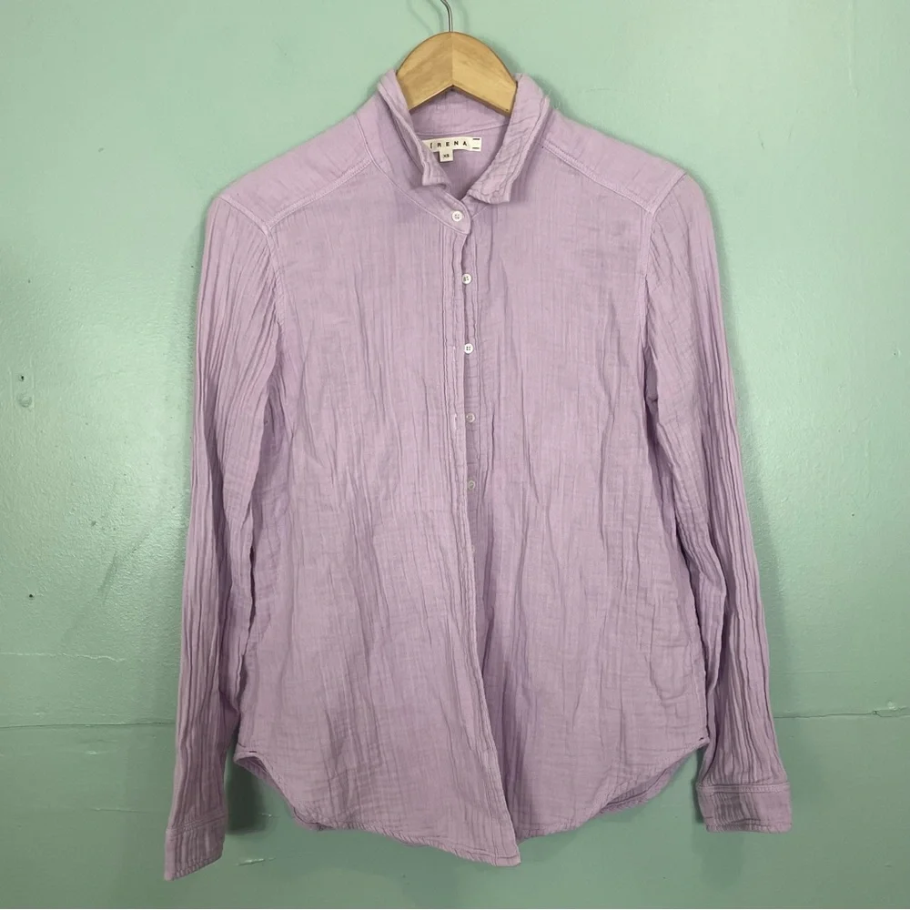 Xirena Scout Button Down Purple Lilac Cotton Gauze Shirt Size XS_3